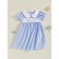 thumbnail image 4 of Lairauiy Kids Girls Summer Plaid Dress Letter Embroidery Short Sleeve A-Line Dress for Toddler Cute Clothes, 4 of 8