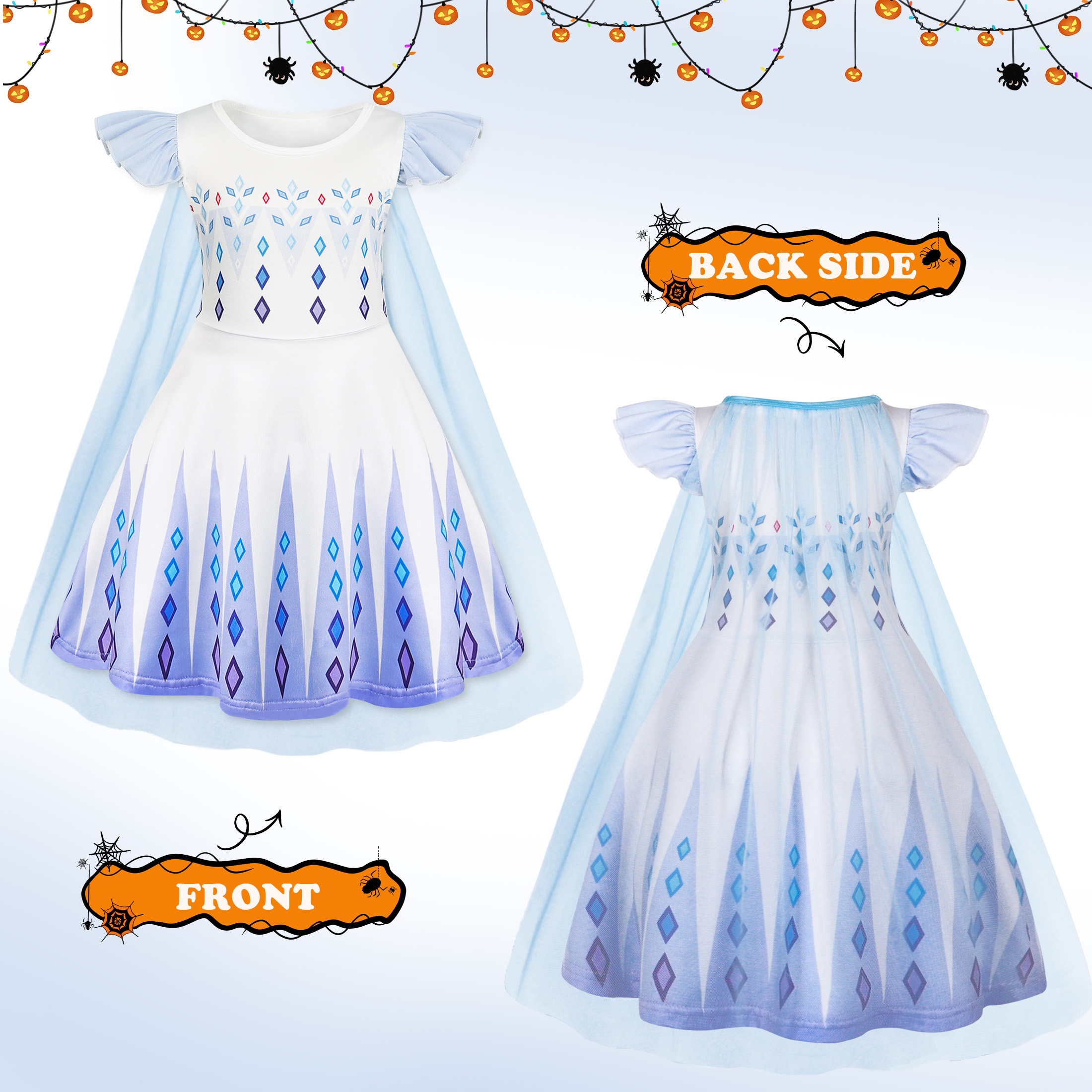Benylion Ice Princess Dress Costume for Girls, White, 3-4 Years photo 6