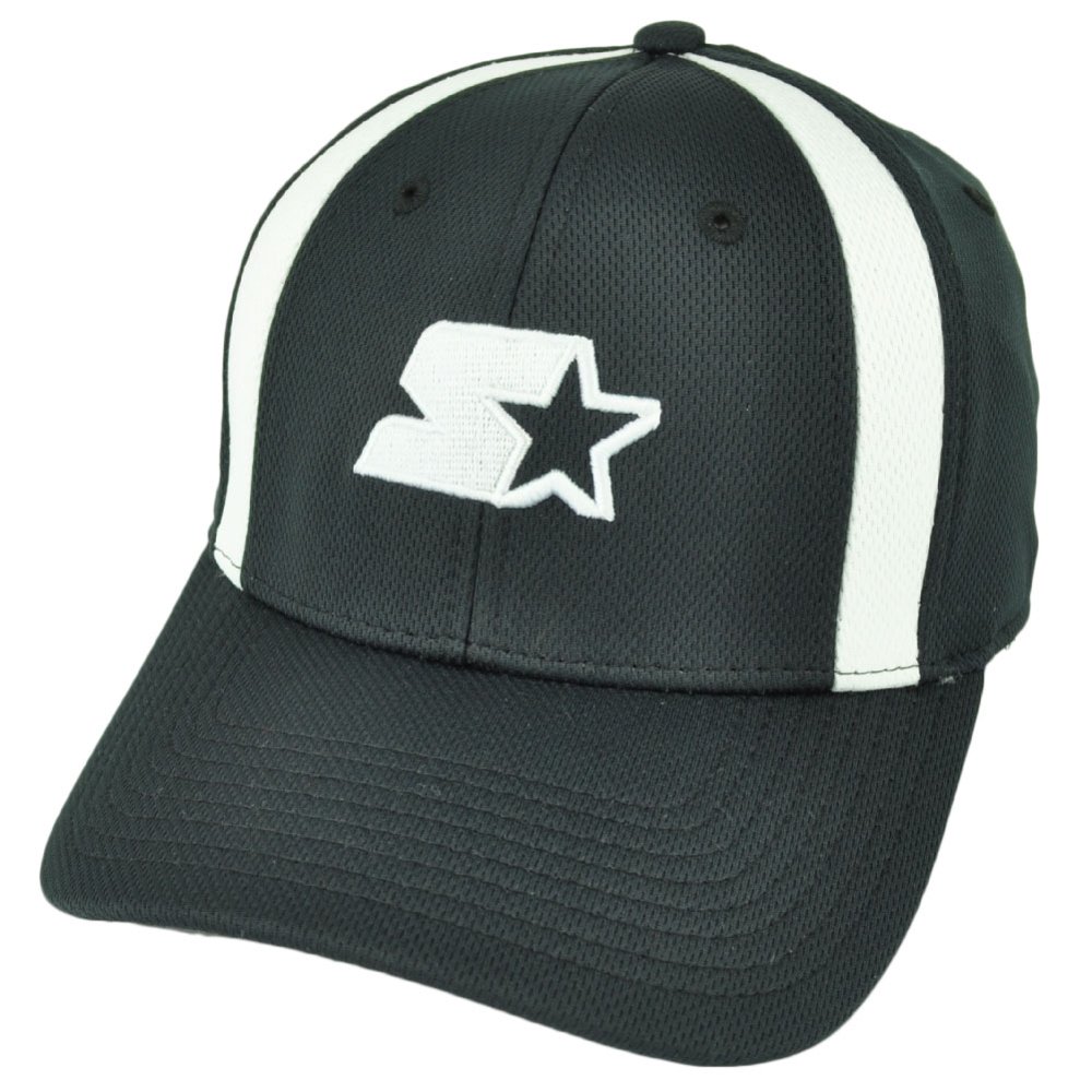 Starter Logo Brand Headgear Black White Hat Cap Stretch Medium Large
