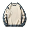 thumbnail image 4 of Zylanna Men's Long Sleeve T-Shirts, Homewear Loose Crew Neck Color Block Patching Casual Tops for Men Beige, 4 of 9