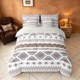 thumbnail image 3 of Manfei Boho Aztec Queen Bedding, Tribal Geometric Bedding Comforter Set Queen, Multicolor White, Gray Reversible 7pcs, 3 of 6