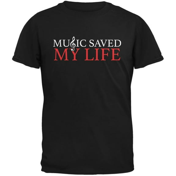 Music Saved My Life Black Adult T-Shirt - Large