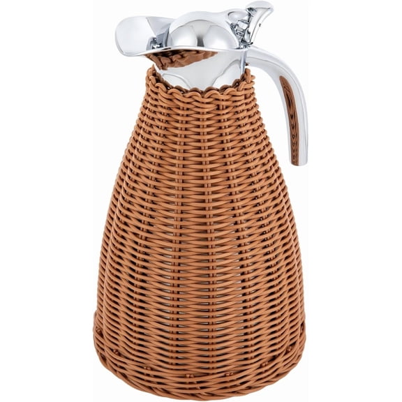 Miumaeov Coffee Thermal Carafe, 1.5L Stainless Steel Coffee Thermal Pot, Double Walled Vacuum Insualted Flask Rattan Thermal Jug