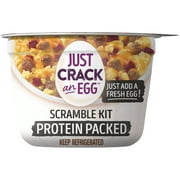 Angle View: Just Crack an Egg Protein Packed Scramble Breakfast Bowl Kit with Sharp Cheddar Cheese, Pork Sausage and Uncured Bacon, 2.25 oz. Cup