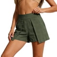 thumbnail image 2 of ClodeEU Women's Spring Summer Cotton Linen Shorts, High Waisted A Line Wide Leg Shorts, Loose Casual Plus Size Shorts for Women Army Green,Women's Plus XL, 2 of 6