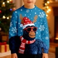 thumbnail image 2 of Wdgfv Unisex Kids Girls Boys Christmas Sweater Animals 3D Graphic Funny Long Sleeve Crewneck Holiday Pullover Sweatshirt Sky Blue 5-6 Years, 2 of 5
