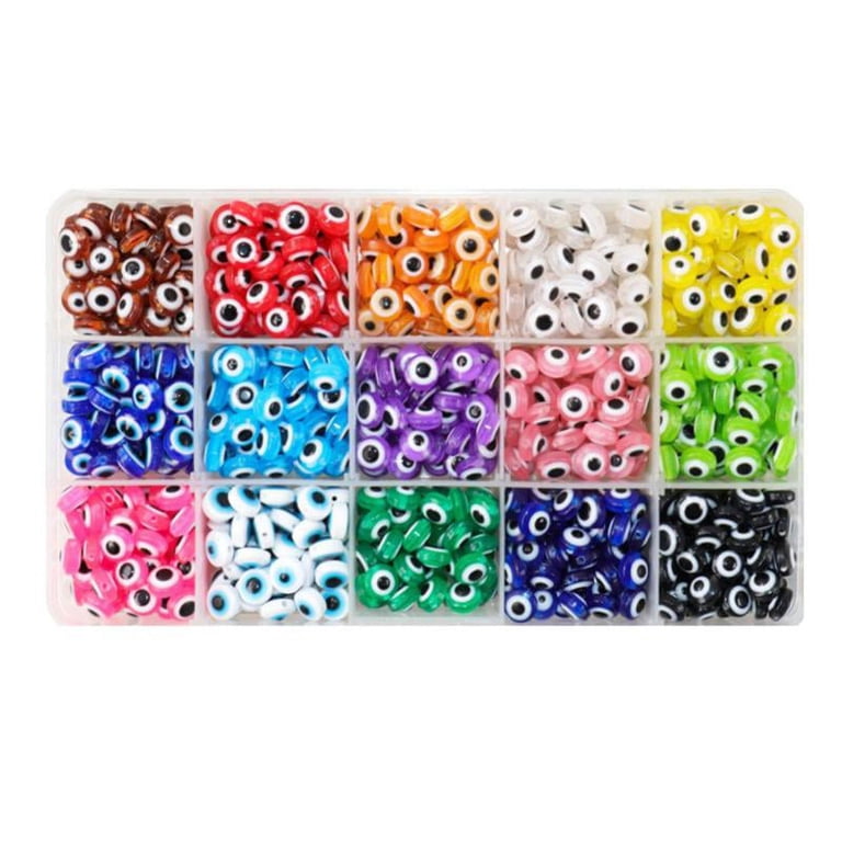 100Pcs Evil Eye Lampwork Glass Beads - 5.5-6mm Rondelle Spacers For Jewelry Making