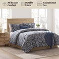 thumbnail image 4 of Mainstays Damask 5-Piece Blue Jacquard Comforter Set, King, 4 of 12