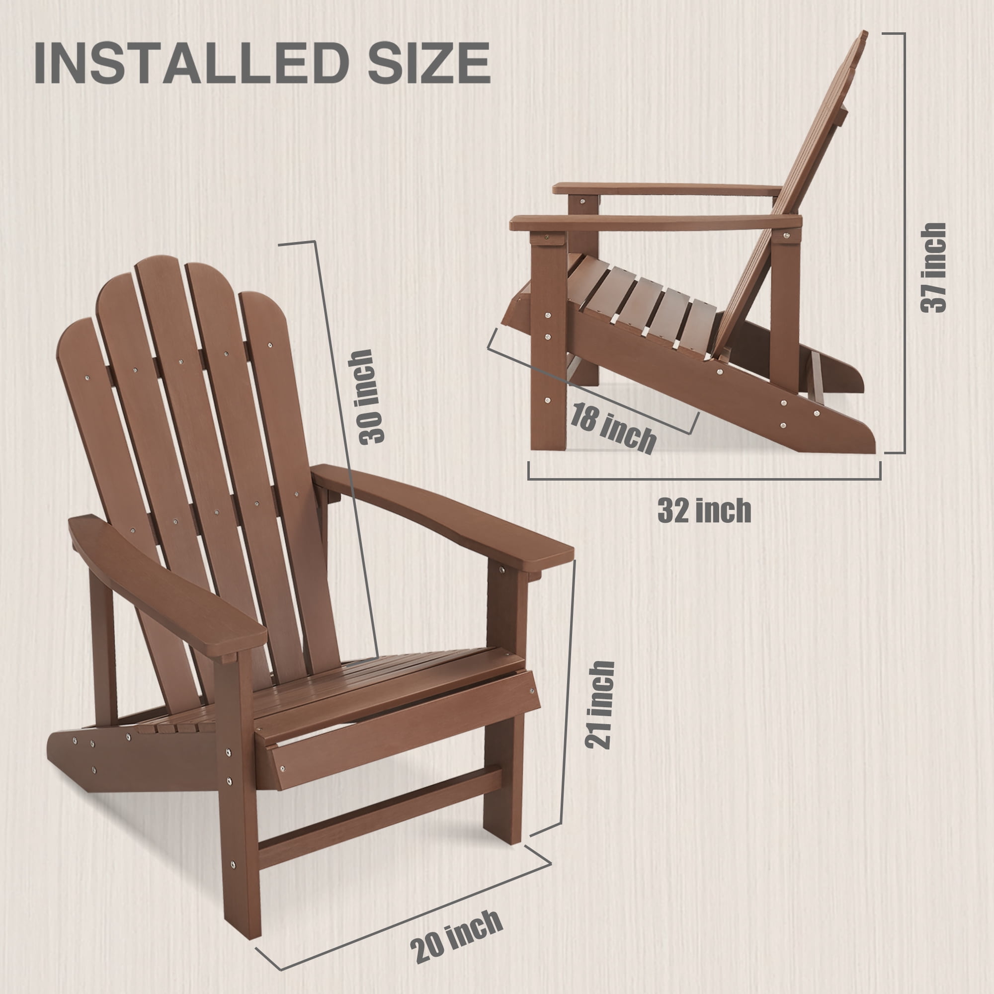 GONICHA Adirondack Chair,All-Weather Poly Lumber Fire Pit Chair for Patio Garden,Coffee