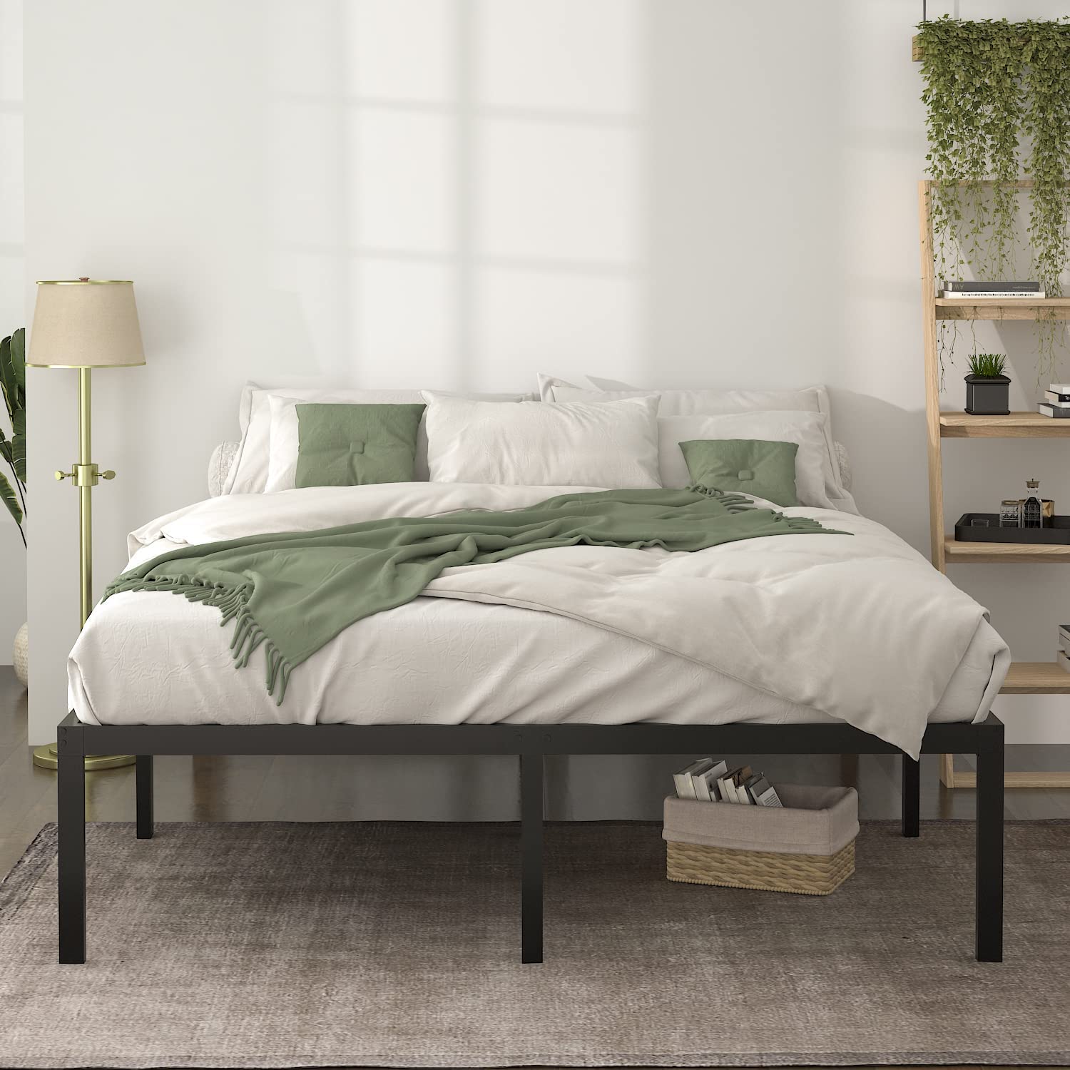 Allewie Heavy Duty King Size Metal Platform Bed Frame with 16.5" Large