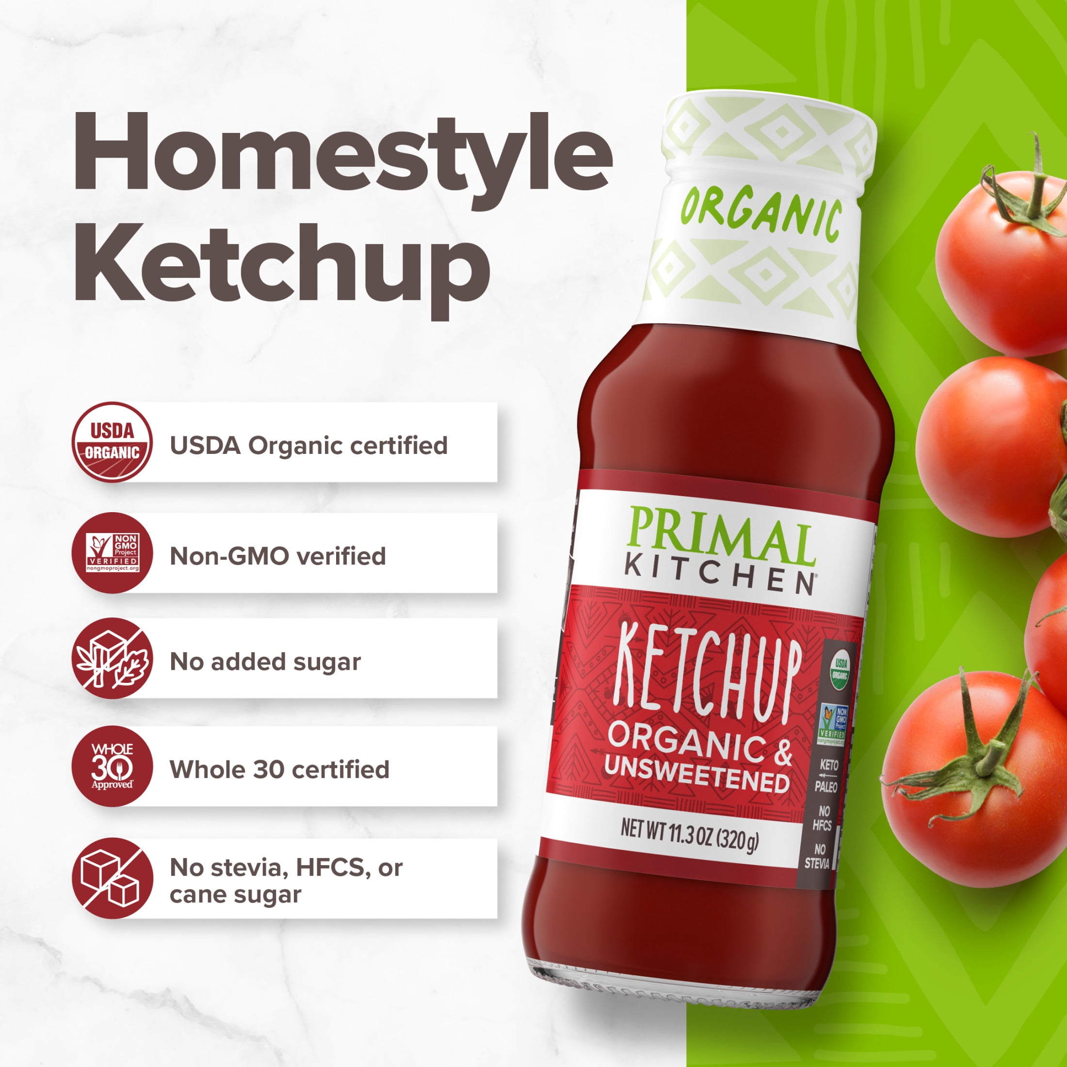 Primal Kitchen Organic and Unsweetened Ketchup 11.3 oz