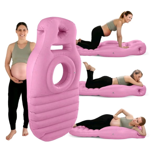 Aorsher Pregnancy Pillow for Comfortable Sleep, Ergonomic Maternity Airbed with Belly Cutout, Ideal for Side & Stomach Sleeping, Compact & Portable Maternity Essential (Pink)
