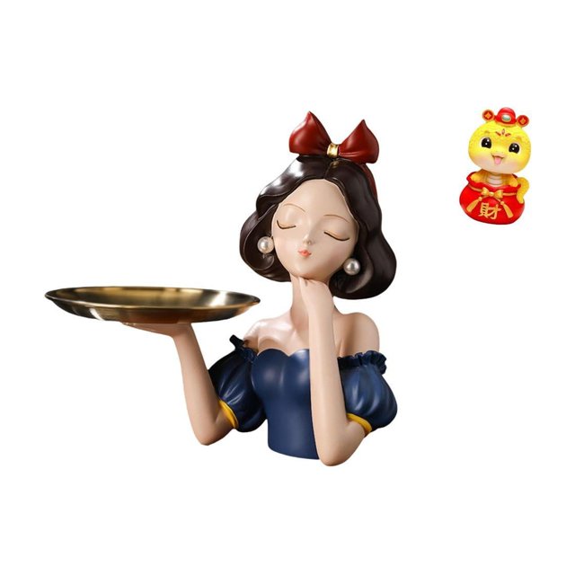Estatua De Serpiente De Princesa De Resina De Arte Moderno, Bandeja Para Guardar Llaves, Adorno Multiusos Para Guardar Dulces, Figurita Fengshui Para Sala De Estar Y Oficina.