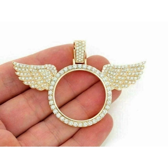 2 CT Round Cut White Moissanite Men's Pendant 14K Yellow Gold Plated