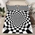 thumbnail image 2 of Homewish White Black Checkered Twin Sheet Sets,Classic Minimalist Plaid Twin Fitted Sheet,Geometric Buffalo Print Flat Sheet For Girls Teens,Breathable Home Decor,3-Piece, 2 of 7