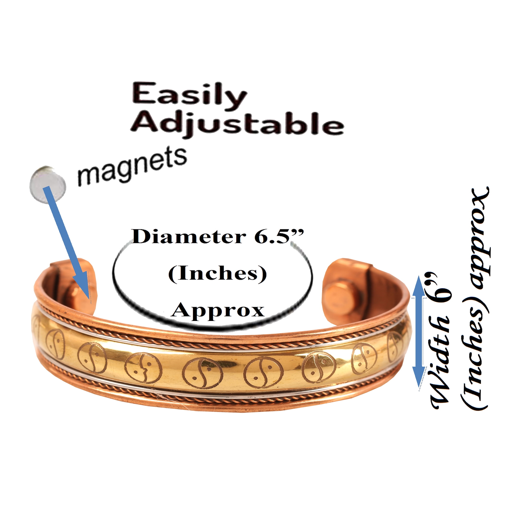 Sunsoul Copper Brass Magnetic Healing Chakra Bracelets, Yin Yang