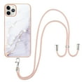 thumbnail image 2 of iPhone 11 Pro Max Case, Allytech Marble Pattern Rubber Slim Fit Lightweight Shoulder Strap Lanyard Anti-scratch Shockproof Heavy Protection Back Cover for Apple iPhone 11 Pro Max, White, 2 of 4