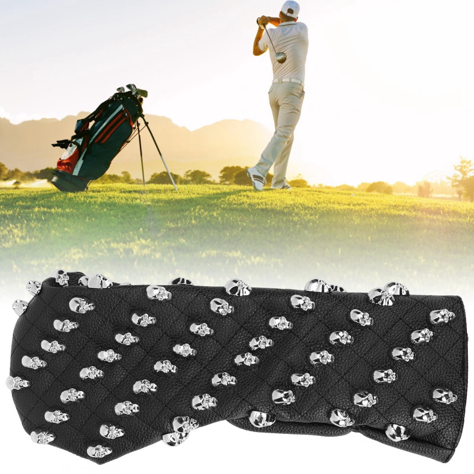 Nieyigj Premium PU Leather Skull Golf Club Head Cover for Driver Woods, Water-Resistant Padded Protection, Large Black (12.2 in / 31 cm) Headcover Accessory