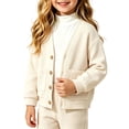thumbnail image 4 of Auroural Toddler Girl Cardigan Sweater Children's Solid Color Casual Fashion Long Sleeve Round-Neck Blouses Tops Kids 0-4 Years, 4 of 7
