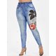 thumbnail image 4 of Más el tamaño del patrón de flor 3D del cráneo Alta subida del Jeggings Rosegal Leggings de talla grande, 4 of 5