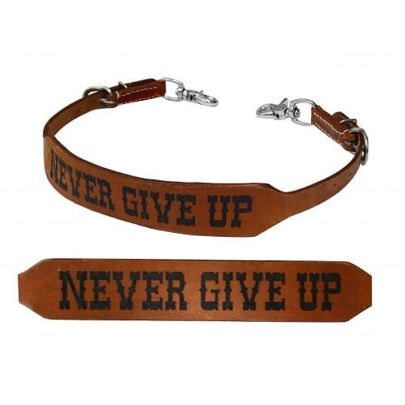 Showman "NEVER GIVE UP" Branded Leather Wither Strap