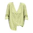 thumbnail image 2 of Linen Shirts For Women，Women'S Linen Henley Shirts Boho Peasant Gauze Blouses Lightweight Linen Blouses For Women Button V Neck Summer Linen Tops For Women Peasant Tops For Women, 2 of 4