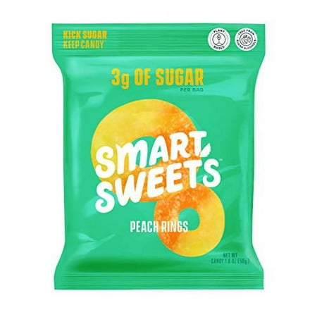 SmartSweets Peach Rings  Candy with Low Sugar (3g)  Low Calorie (100)  Plant-Based  Free From Sugar Alcohols  No Artificial Colors or Sweeteners  Juicy Recipe  1.8 (Pack of 6) New 10.8 Ounce