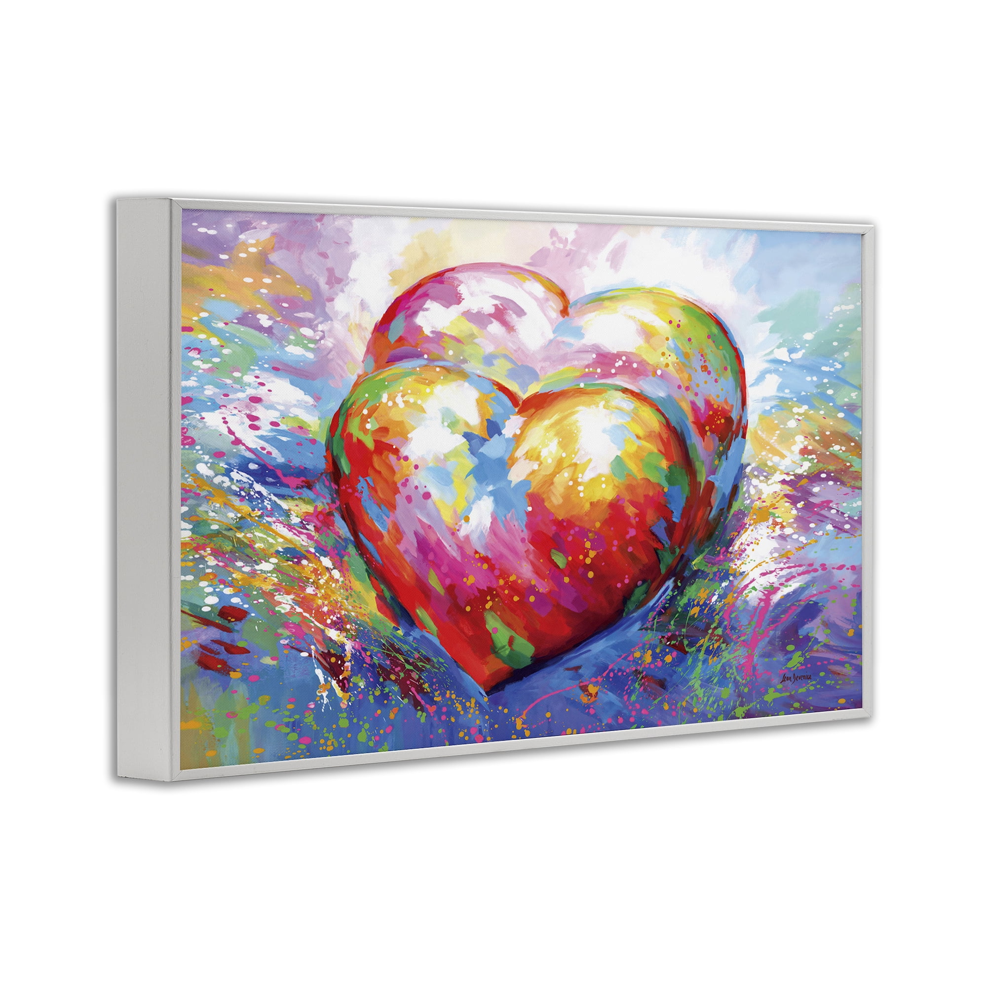 Stupell Industries Forever In My Heart Abstraction Abstract Painting White Framed Art Print Wall Art, 24 x 16