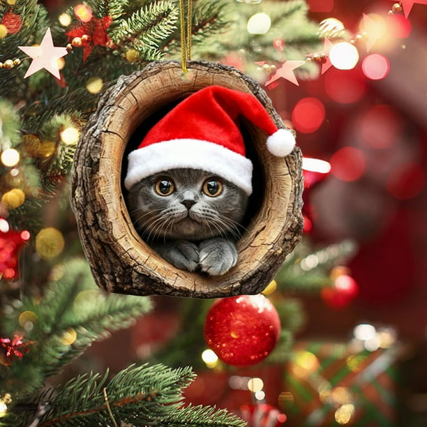 Adornos navideños de animales, estampados de animales para rbol de Navidad, adornos acrlicos, decoraciones de animales del bosque, Navidad