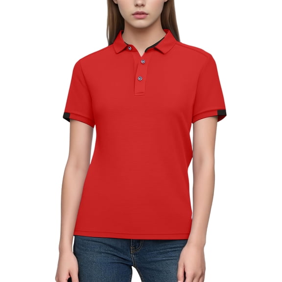 PFRNLF Womens Polo Shirts Short Sleeve Button Lapel Collared Summer Tops Business Casual Basic Tees
