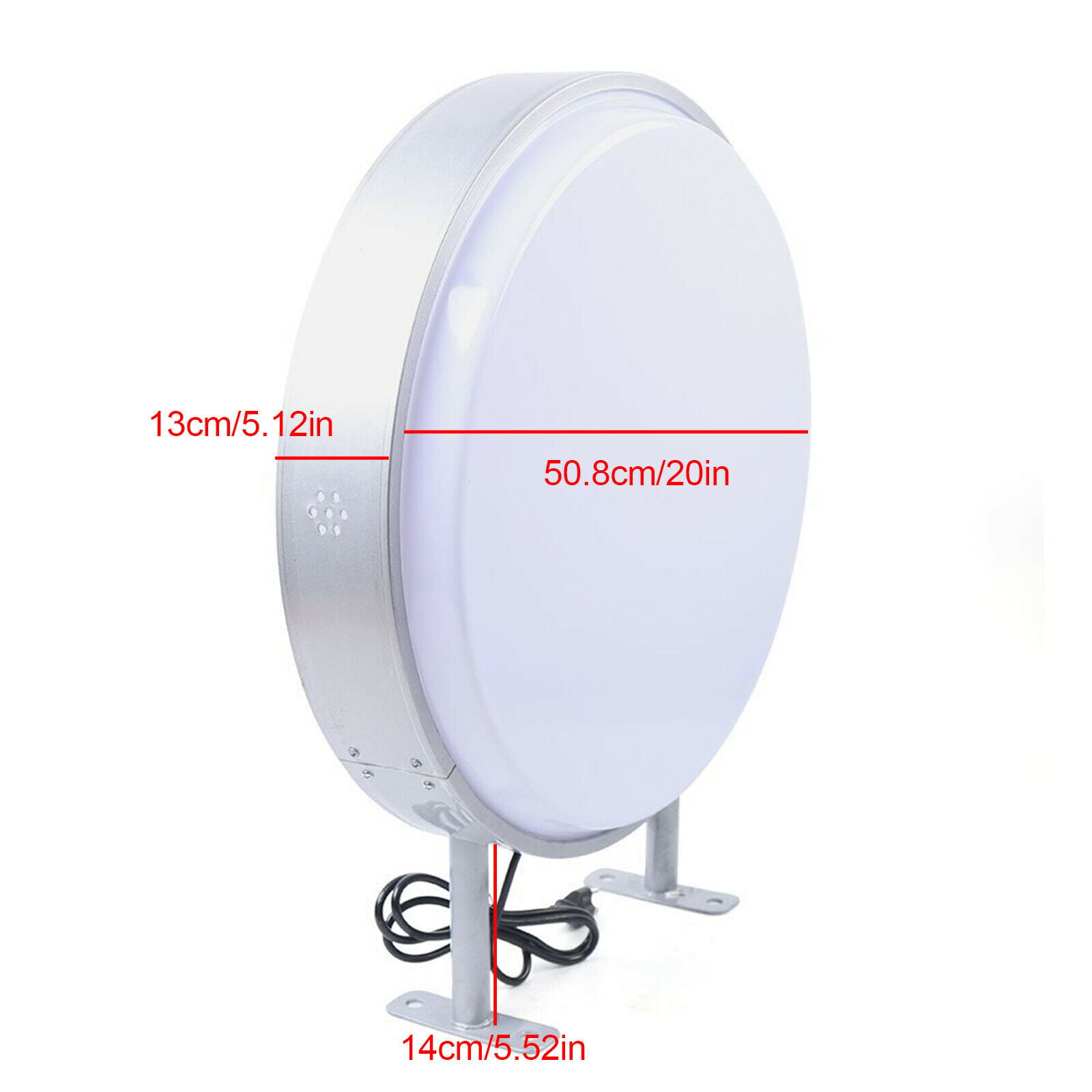 110V 20" Double Sided Outdoor Circular Illuminated LED Light Box Projecting Sign 