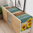thumbnail image 4 of Sunflower Table Runner - 120 Inch Long, Kitchen Dining Table Runner Dresser Scarves, Yellow Spring Flora Botanical Teal Brown Wooden Farmhouse Decor for Coffee Tables Wedding Party Banquet, 4 of 8