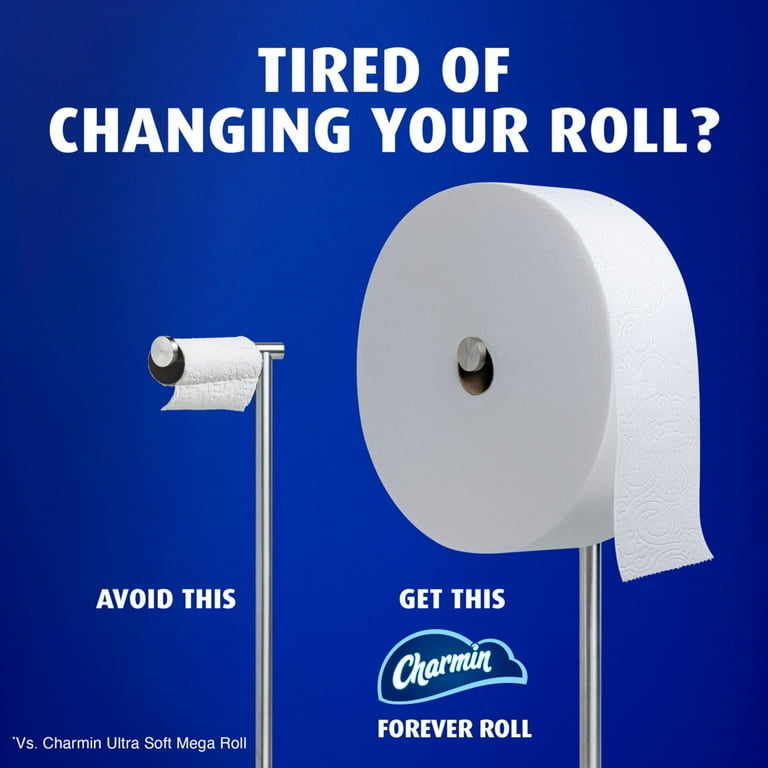 Charmin Toilet Paper Ultra Soft, Forever Roll Starter Kit, 1 Holder, 2 Rolls, 2-Ply Bath Tissue