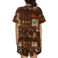 thumbnail image 3 of Naloa Log Cabin Inside Women's Short-Sleeved Pajama Set, Loungewear, Summer pajamas, Breathable Cozy - Large, 3 of 9