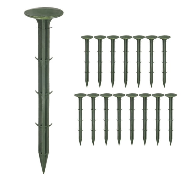 Uxcell 16-Pack Survey Markers Garden Stakes, 1.3 x 6.3 Inch Plastic Low Profile Survey Stakes Anchors Spikes for Tarpaulin/Lawn Border [Green]