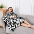 thumbnail image 5 of Oversized Wearable Blanket Hoodie,Black White Triangle Checkered Pattern Sherpa Blanket Hoodie with Super Pockets,Super Warm Fuzzy Pullover for Women & Men, 5 of 6
