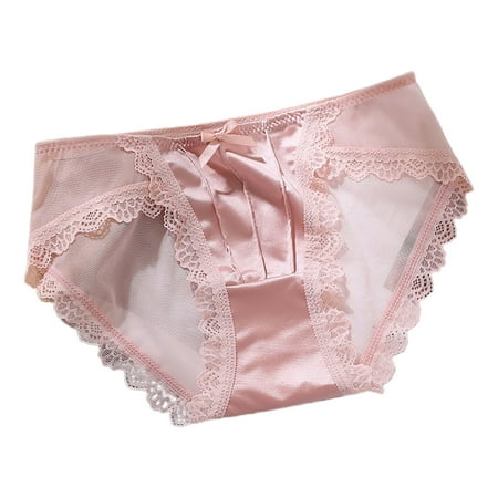 QYZEU Ladies Underwear Panties Thong Low Waist No Show Bikini Lace Breathable Solid Underwear Panties Cotton Comfy Lightweight Soft Briefs Panties Red M