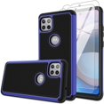 thumbnail image 1 of Heavy Duty Phone Case for FYBTO Moto One 5G Ace 6.7” Case with Tempered Glass Screen Protector, Dual Layer Rugged Heavy Duty Protective Phone Cover, Soft TPU Bumper Shockproof Cases (New Black), 1 of 5