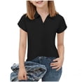 thumbnail image 4 of Ahabrexf Short Sleeve Top for Boys Button Up Striped Casual T Shirt Cotton Pullover Medium to Large, 4 of 7