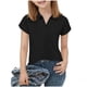 thumbnail image 3 of Top de Manga Corta para Niños Rayas Botón Arriba Camiseta Casual Suéter Algodón Mezcla Blusa Medio a Grande Verano, 3 of 7