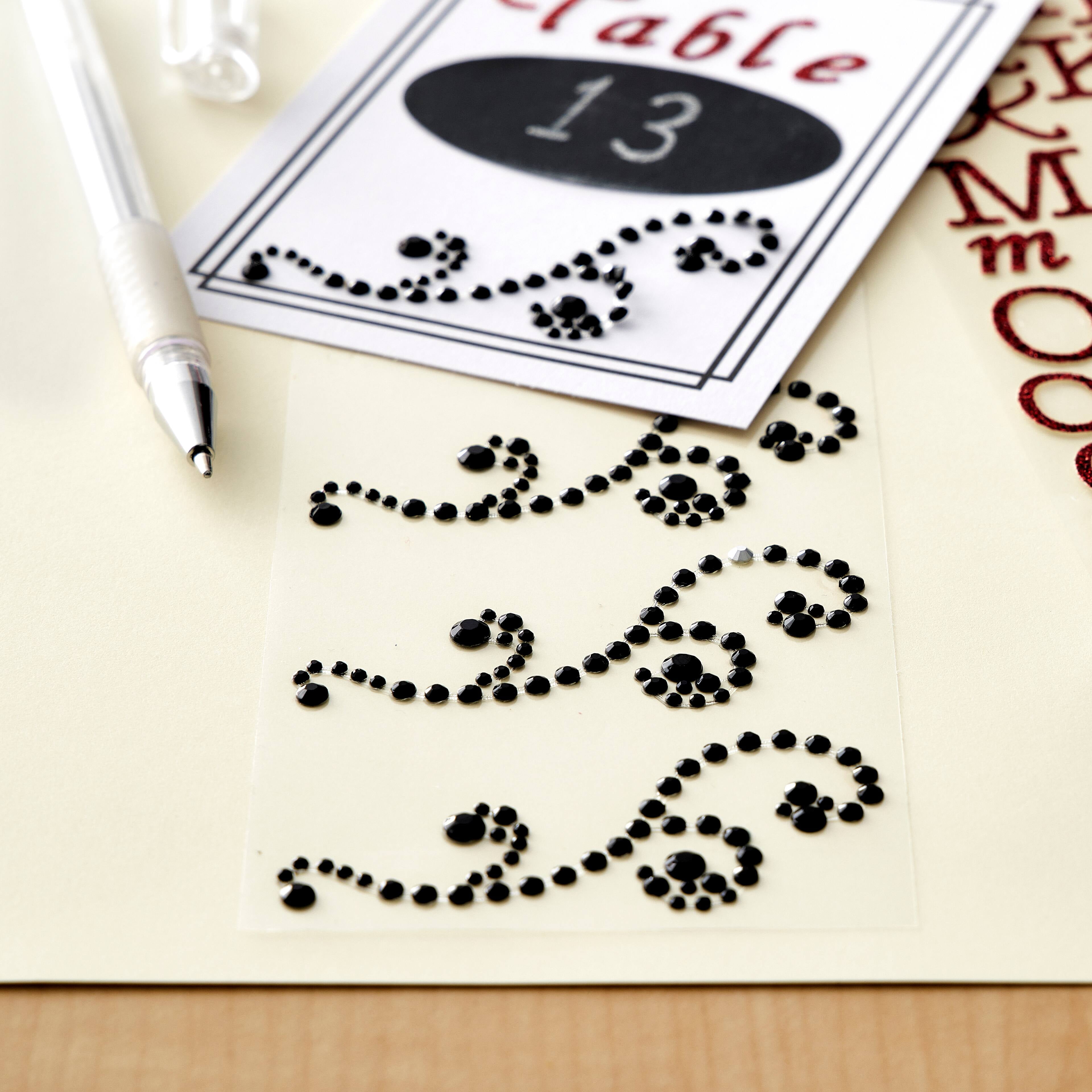 Recollections Black Swirl Flourish Adhesive Rhinestones, 12 Packs: 4 ct. (48 total)