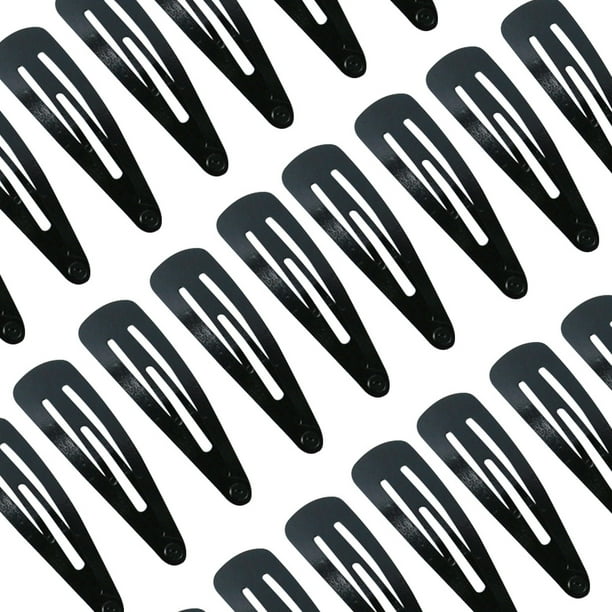 50Pcs Girl Black Hair Clips Barrettes Snap Clips Metal Epoxy Snap