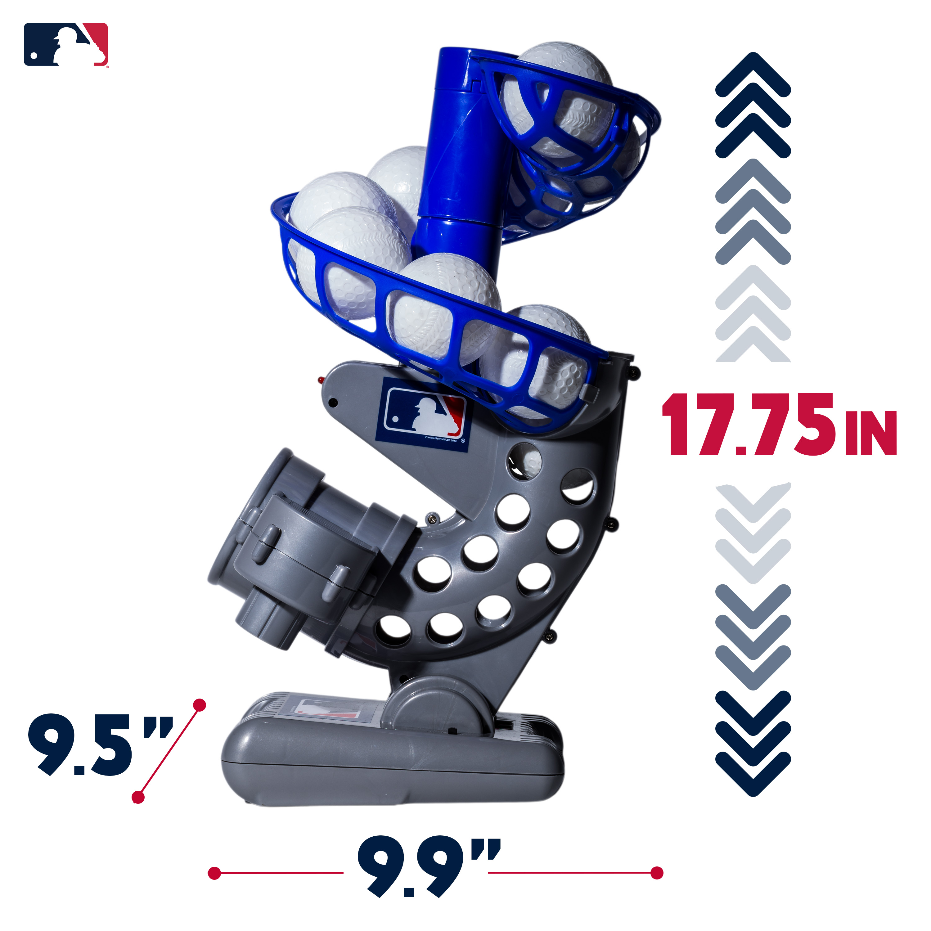 Franklin Sports Kids Baseball Pitching Machine Height Adjustable – 6 Plastic Balls - Grey/Blue - image 4 of 10