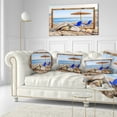 thumbnail image 3 of Designart Framed Effect Beach with Chairs Umbrella - Seashore Photo Throw Pillow - 12x20, 3 of 5