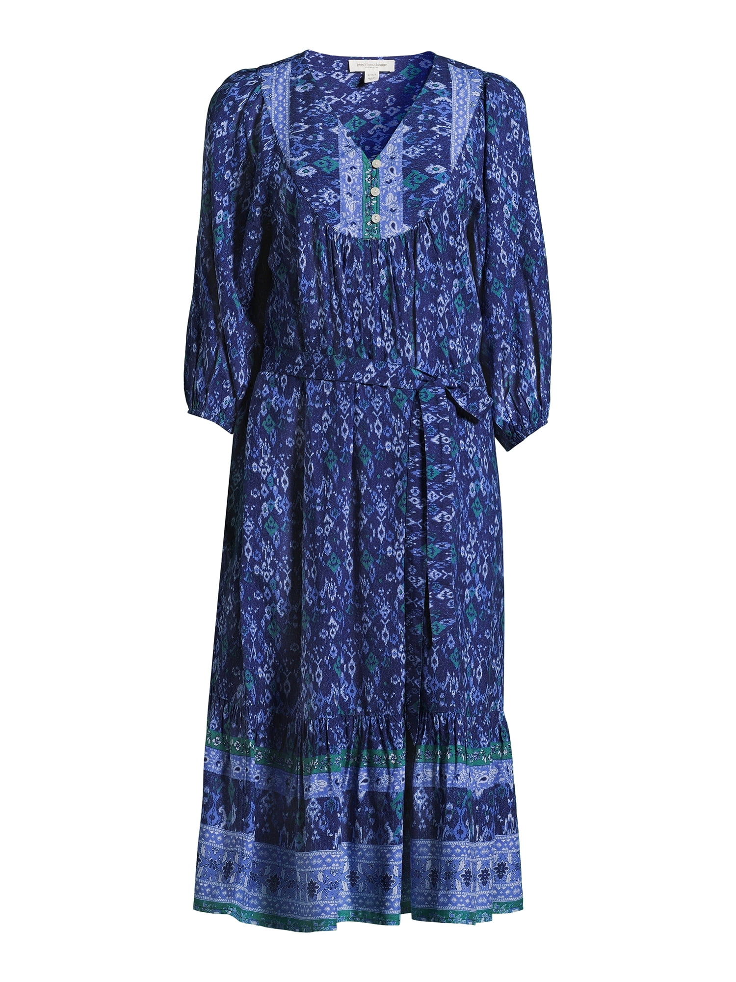 beachlunchlounge Women's Puff Sleeve Midi Dress