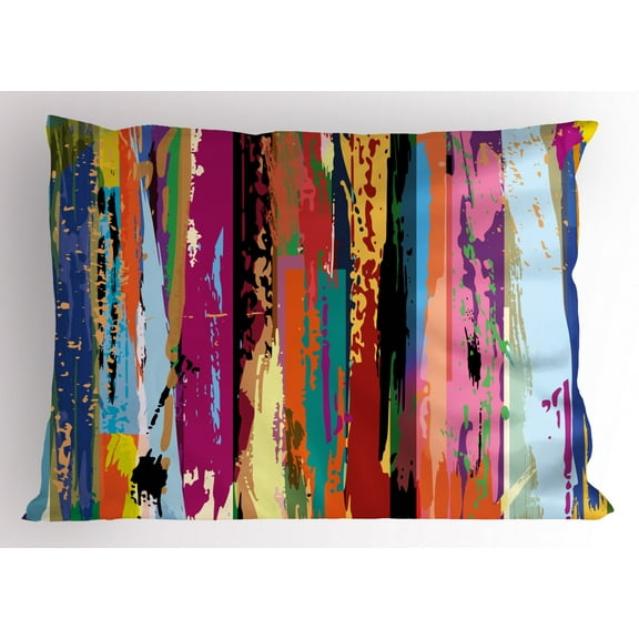 Ambesonne Abstract Pillow Sham, Vibrant Rainbow Design, 26" X 20", Multicolor