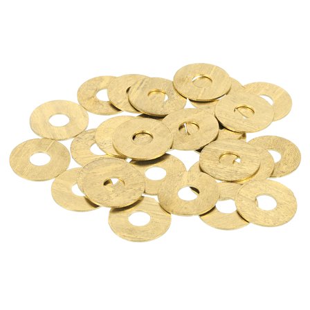 Uxcell Brass Flat Washer, 11/16" OD x 1/4" ID x 0.8mm Fenders Washers Assortment M6 Washer for Bolts,38 Pack