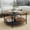 Rustic Brown & Black, variant on Round Coffee Table, 33.5” Industrial Center Table with Open Storage Shelf, Wooden Top, Metal Frame, Modern, 2-Tier Circle Living Room Accent Tea Tables for Small Spaces (Rustic Brown & Black)