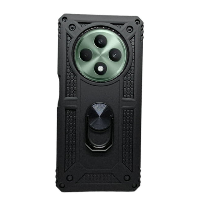 Funda Uso Rudo Cely Vesmir Con Anillo Magnético Para Oppo Reno 12F Negro 2 Micas De Cristal