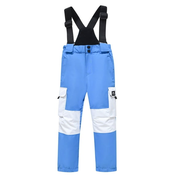 LNZGNM Boy's Snow Pants Insulated Waterproof Breathable Snowboard Pants Windproof Warm Skiing Pants Winter Snowboard Overalls with Zipper Pockets for Junior for Cold Weather, Royal Blue, 3-4Y